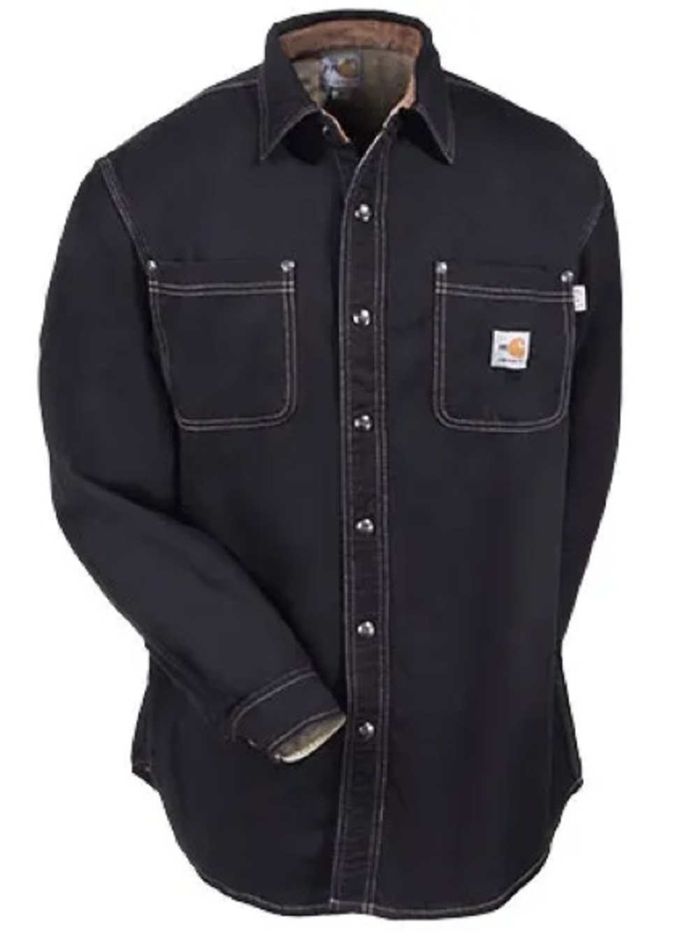 Carhartt Jackets: Men's Black Flame Resistant 100432 001 Lined Shirt Jacket
